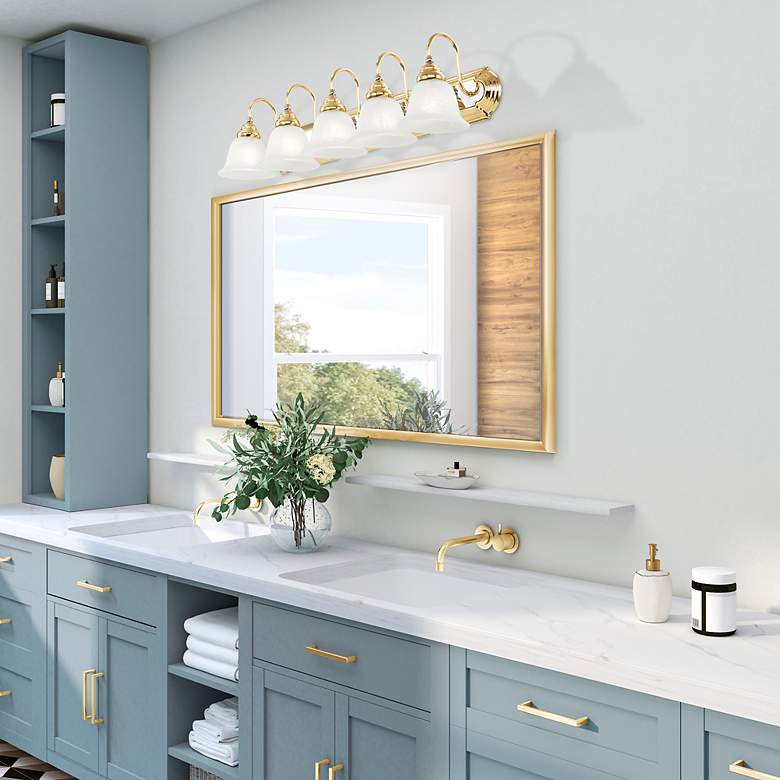 Image 4 Belmont 5-Light 8.5-in Chrome/Polished Brass Bell Vanity Light more views