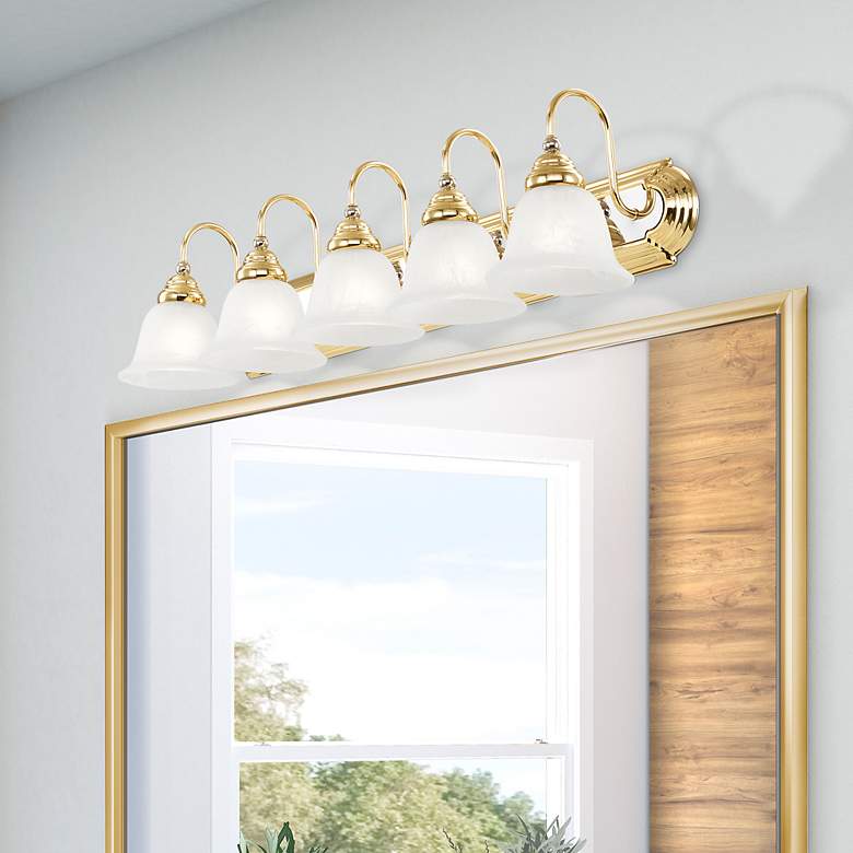 Image 5 Belmont 5-Light 8.5-in Chrome/Polished Brass Bell Vanity Light more views