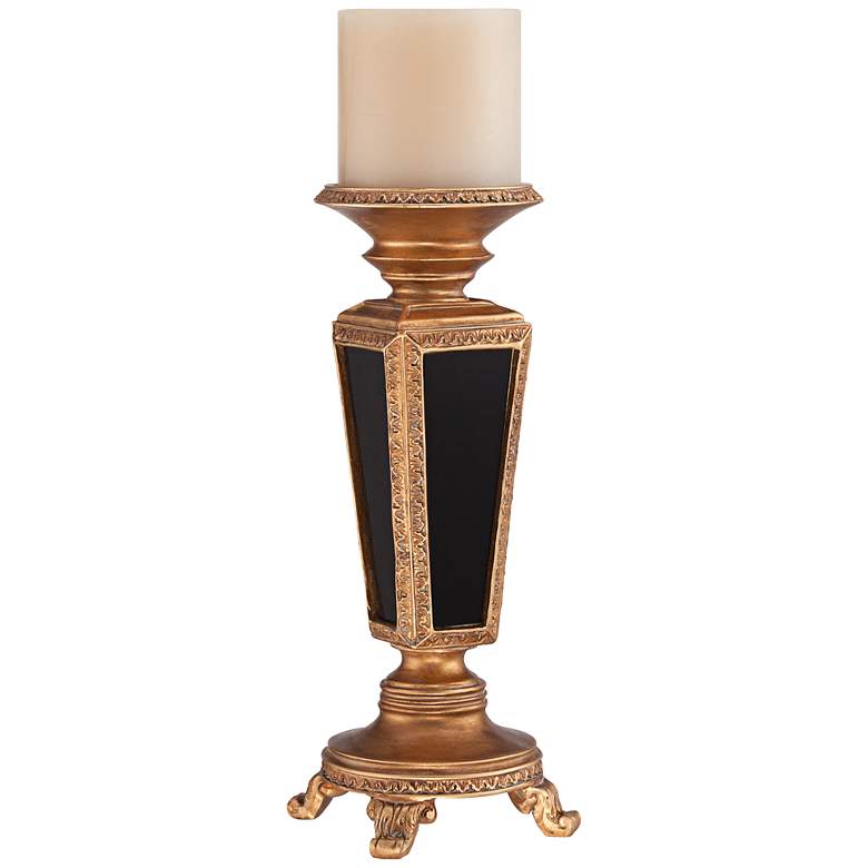 Image 1 Belmont Black and Gold 10 3/4 inch High Pillar Candle Holder
