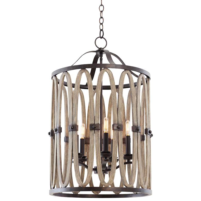 Image 2 Belmont Florence Gold 19"W Wrought Iron Lantern Pendant
