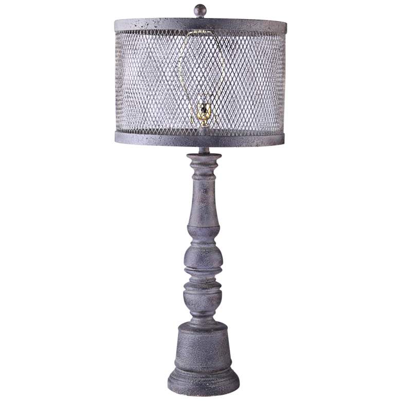 Image 1 Belmont Gunmetal Table Lamp with Metal Wire Mesh Shade
