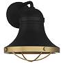 Belmont Outdoor Wall Lantern in Textured Black with Warm Brass Accents