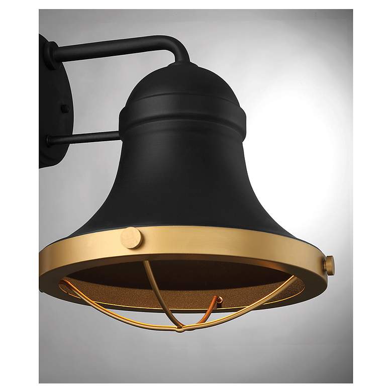 Image 6 Belmont Outdoor Wall Lantern in Textured Black with Warm Brass Accents more views