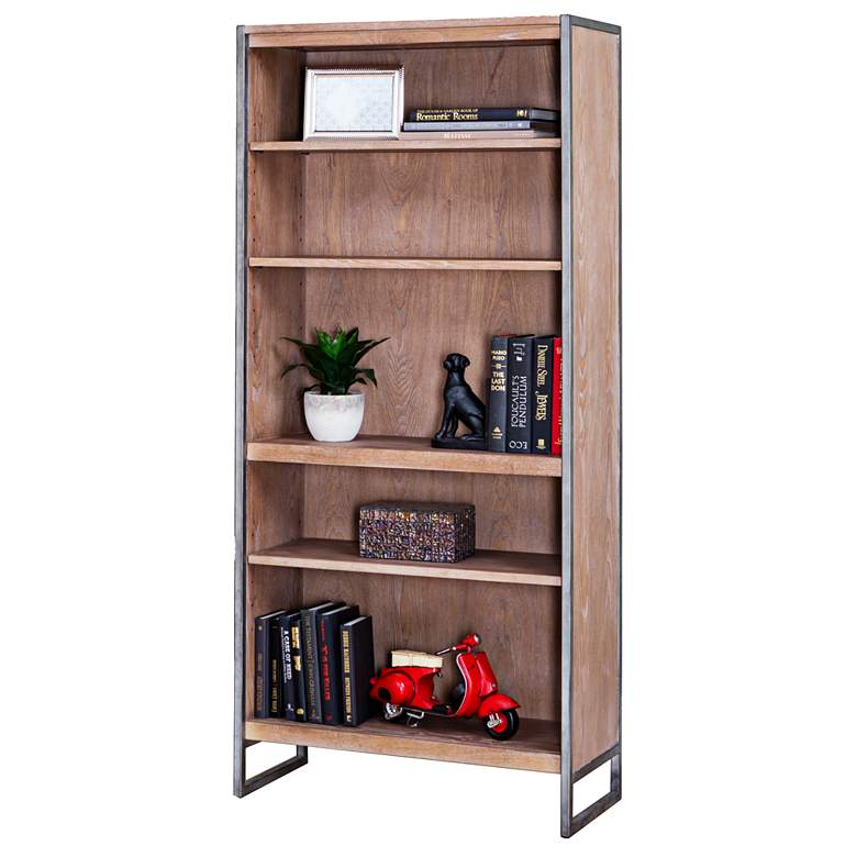Image 1 Belmont Rustic Wire 66" High Brush Ash Bookcase