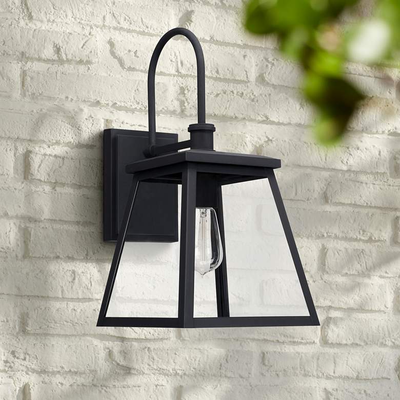 Image 1 Belmore 18 1/4" High Black Downbridge Outdoor Wall Light