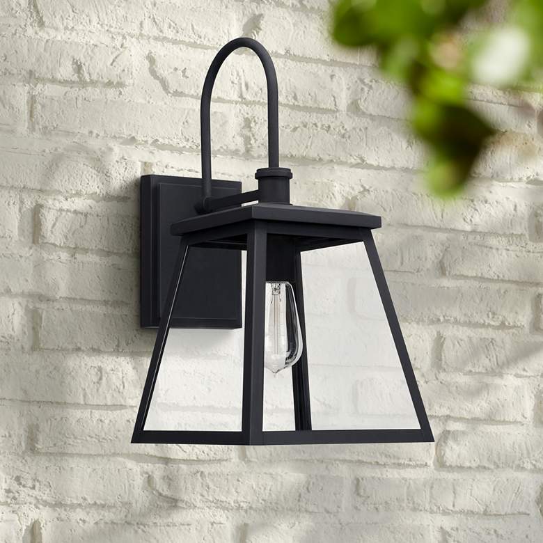 Image 1 Belmore 18 1/4 inch High Black Downbridge Outdoor Wall Light