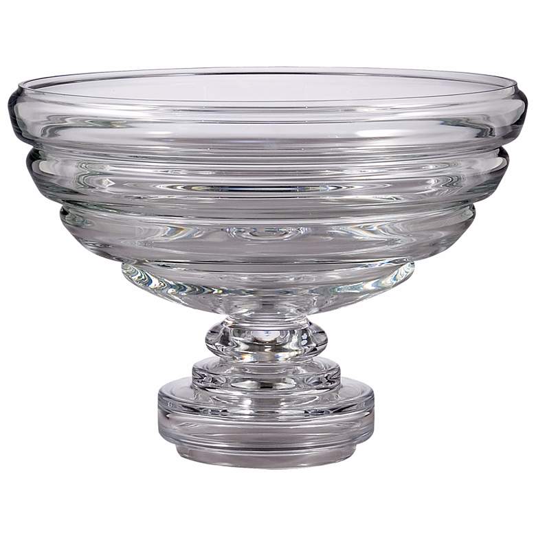 Image 1 Belted 14 3/4" Wide Clear Glass Decorative Bowl with Foot