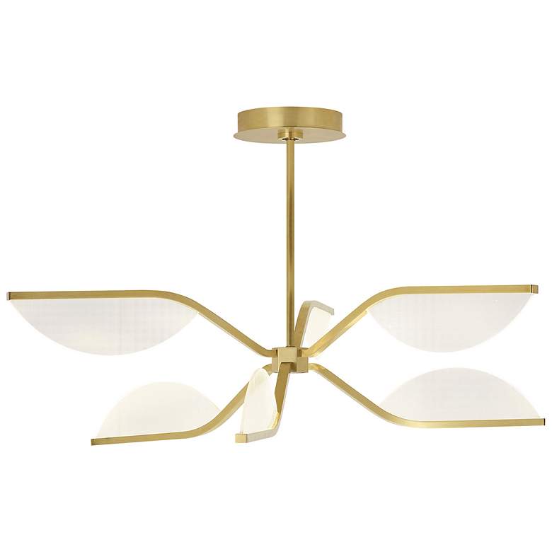 Image 1 Belterra 34 1/4" Wide Natural Brass 6-Light LED Chandelier