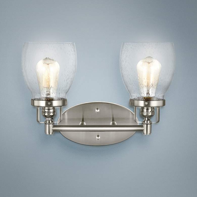 Image 1 Belton 10 3/4" High Brushed Nickel 2-Light Wall Sconce