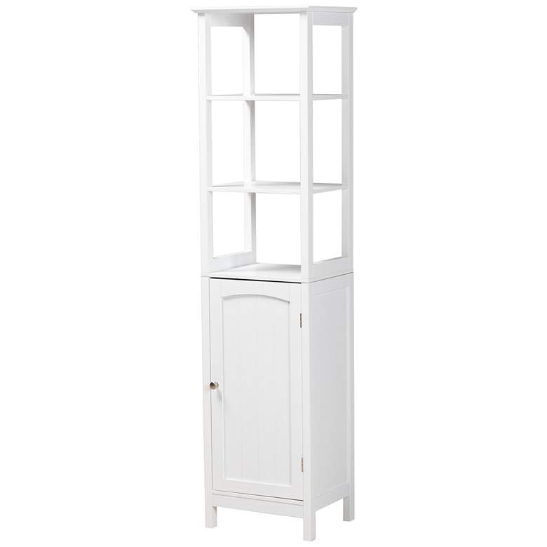 Image 2 Beltran 15 3/4 inchW White Wood 3-Shelf Bathroom Storage Cabinet