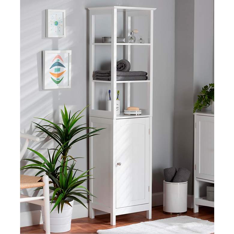 Image 1 Beltran 15 3/4 inchW White Wood 3-Shelf Bathroom Storage Cabinet