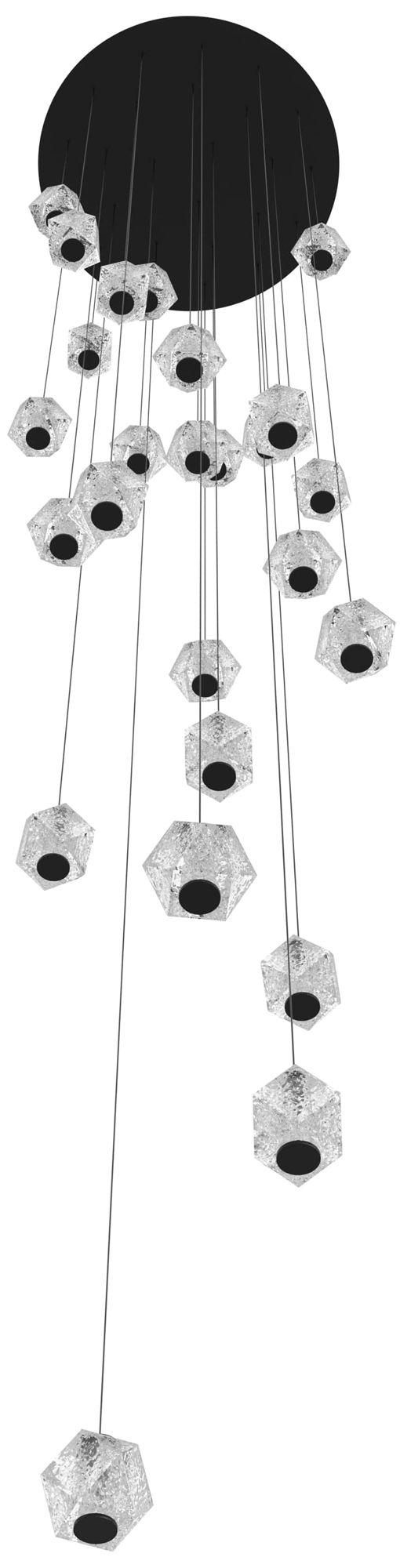 Image 2 Beluga 25-Light 30"W LED Pendant in Black/Textured Acrylic more views