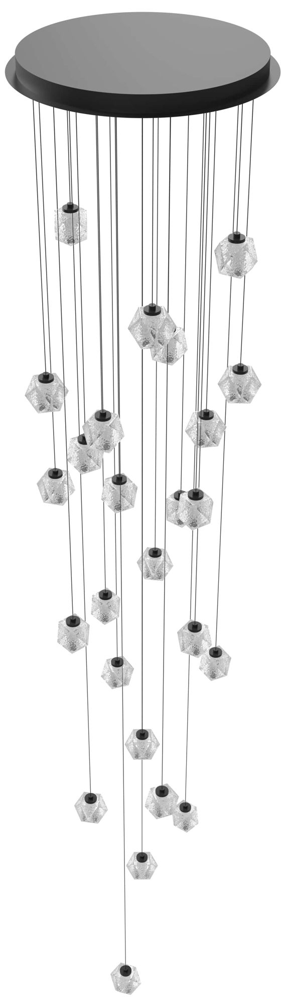 Image 3 Beluga 25-Light 30"W LED Pendant in Black/Textured Acrylic more views