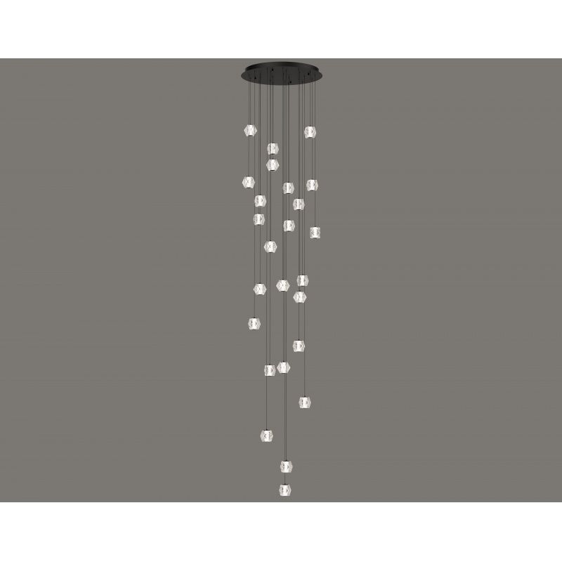 Image 4 Beluga 25-Light 30"W LED Pendant in Black/Textured Acrylic more views