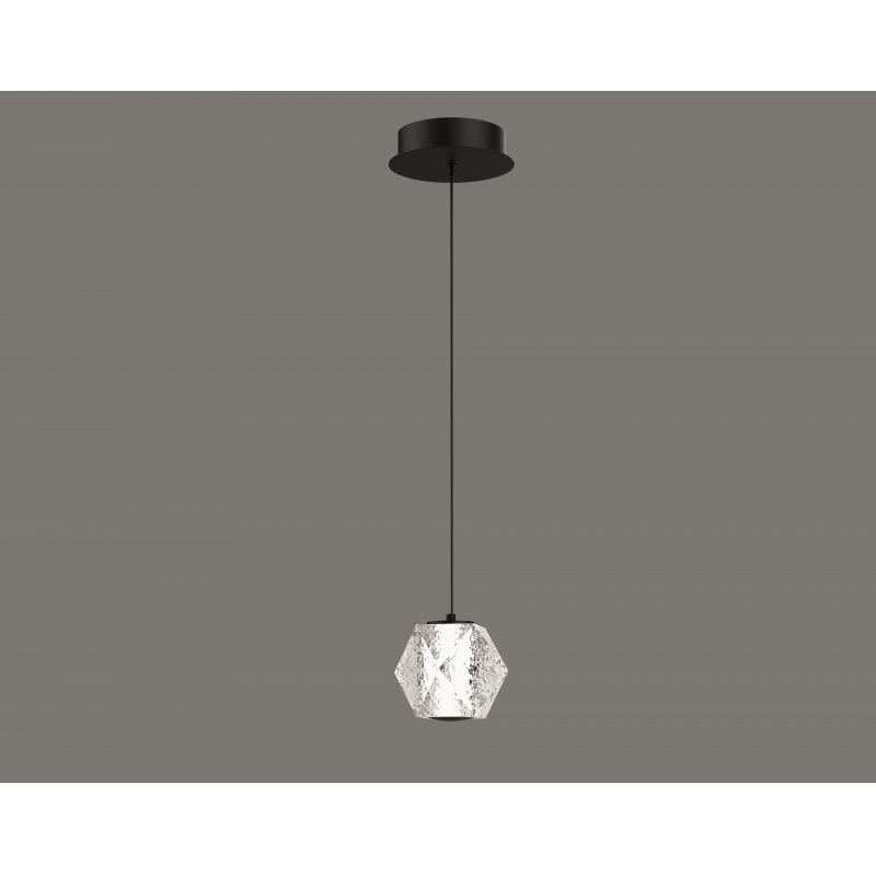 Image 4 Beluga 5"W Geometric LED Pendant in Black/Textured Acrylic more views