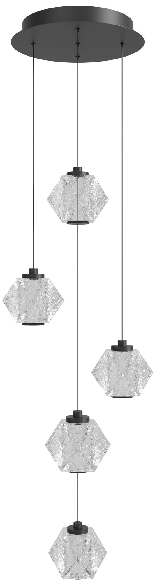 Beluga 5-Light 13"W LED Chandelier in Black/Textured Acrylic