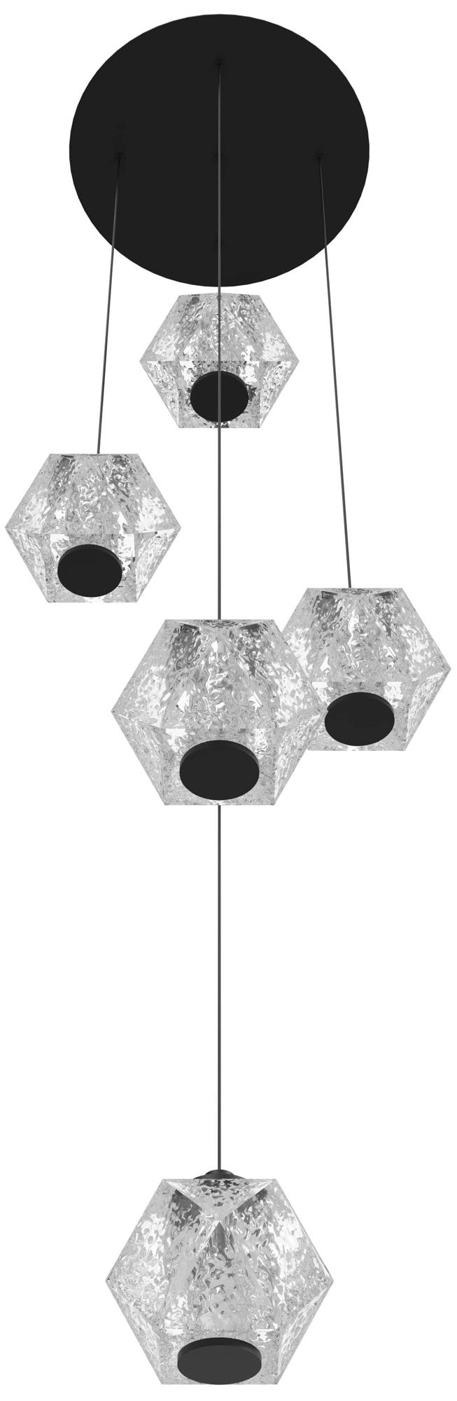 Image 2 Beluga 5-Light 13"W LED Chandelier in Black/Textured Acrylic more views
