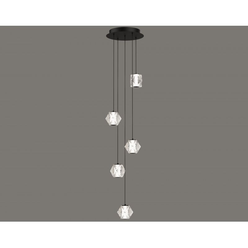 Image 4 Beluga 5-Light 13"W LED Chandelier in Black/Textured Acrylic more views