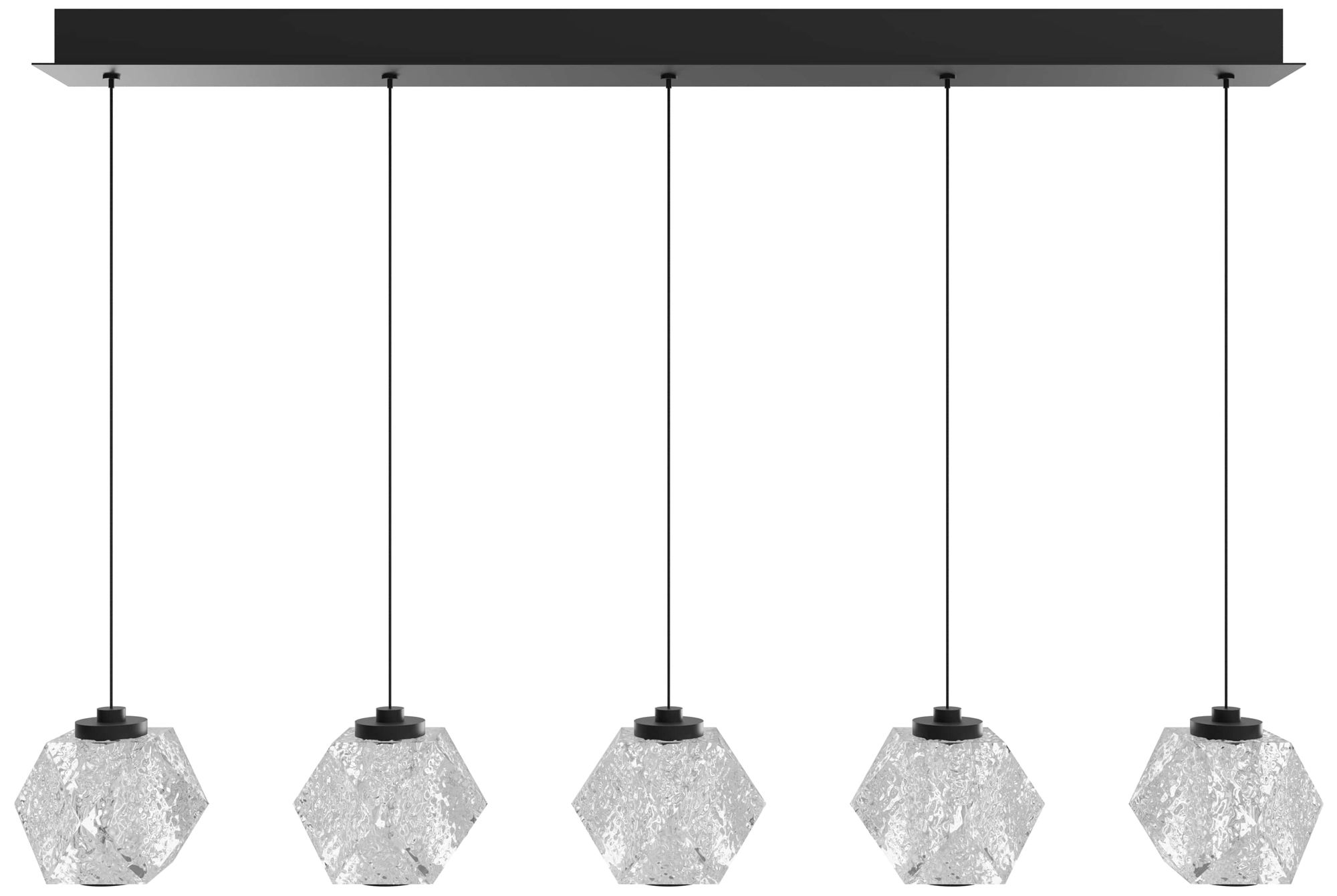 Beluga 5-Light 36"W Linear LED Chandelier Black/Textured Acrylic