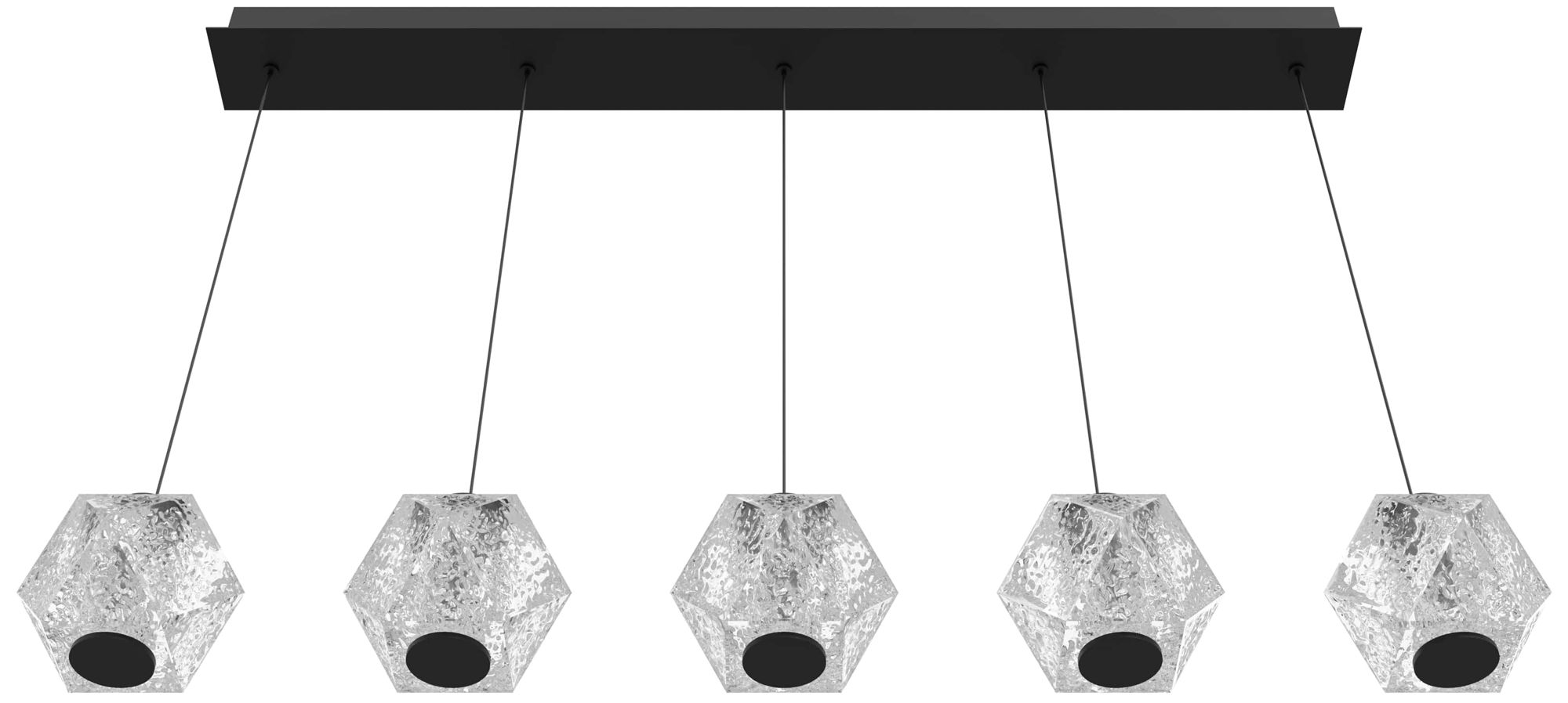 Image 2 Beluga 5-Light 36"W Linear LED Chandelier Black/Textured Acrylic more views