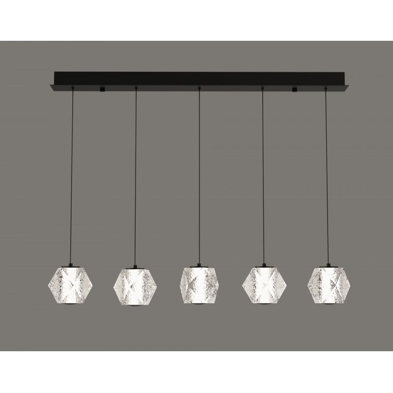 Image 4 Beluga 5-Light 36"W Linear LED Chandelier Black/Textured Acrylic more views