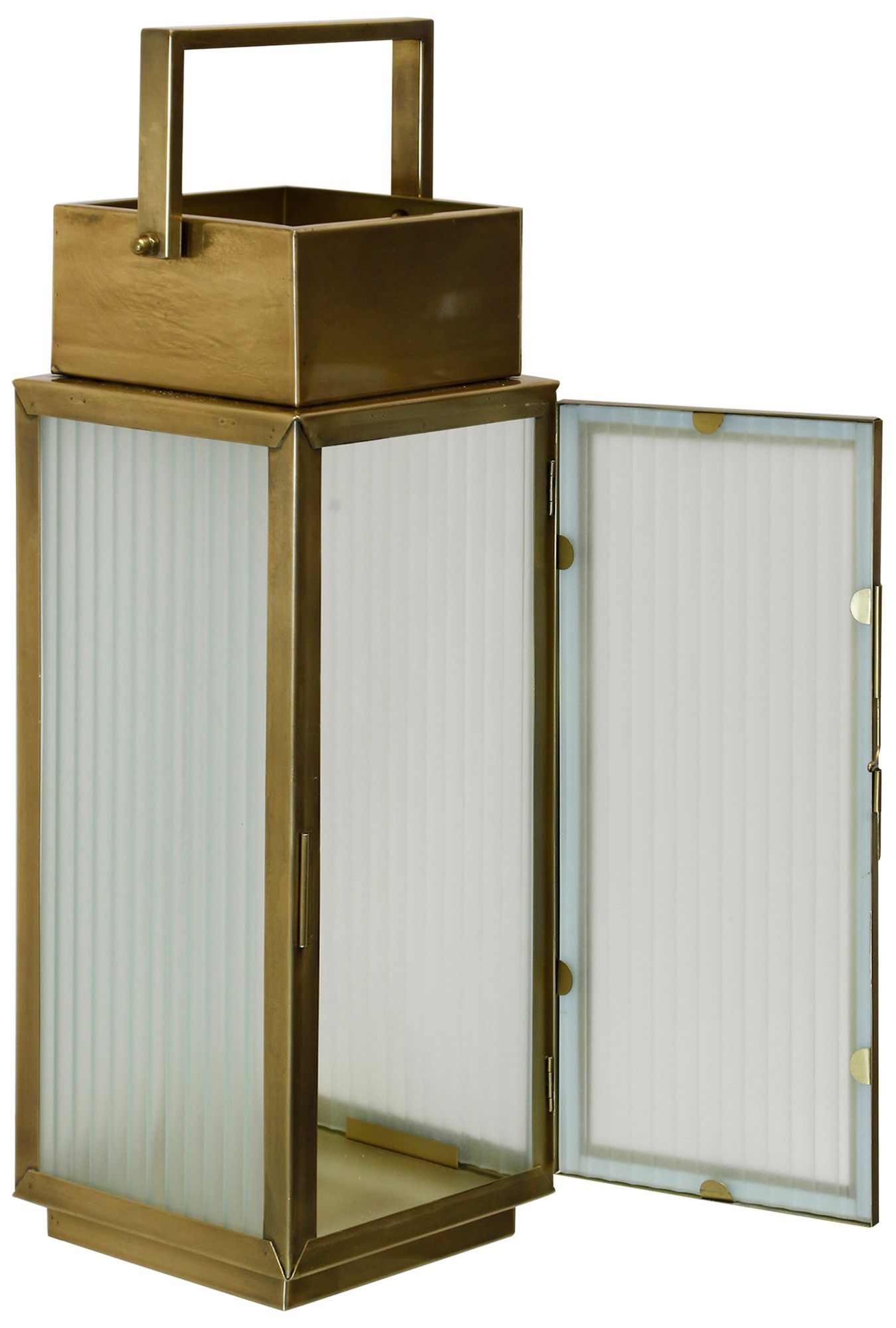 Image 2 Belvedere Paneled Lantern - Antique Brass - 7"W x 7"D x 19"H more views