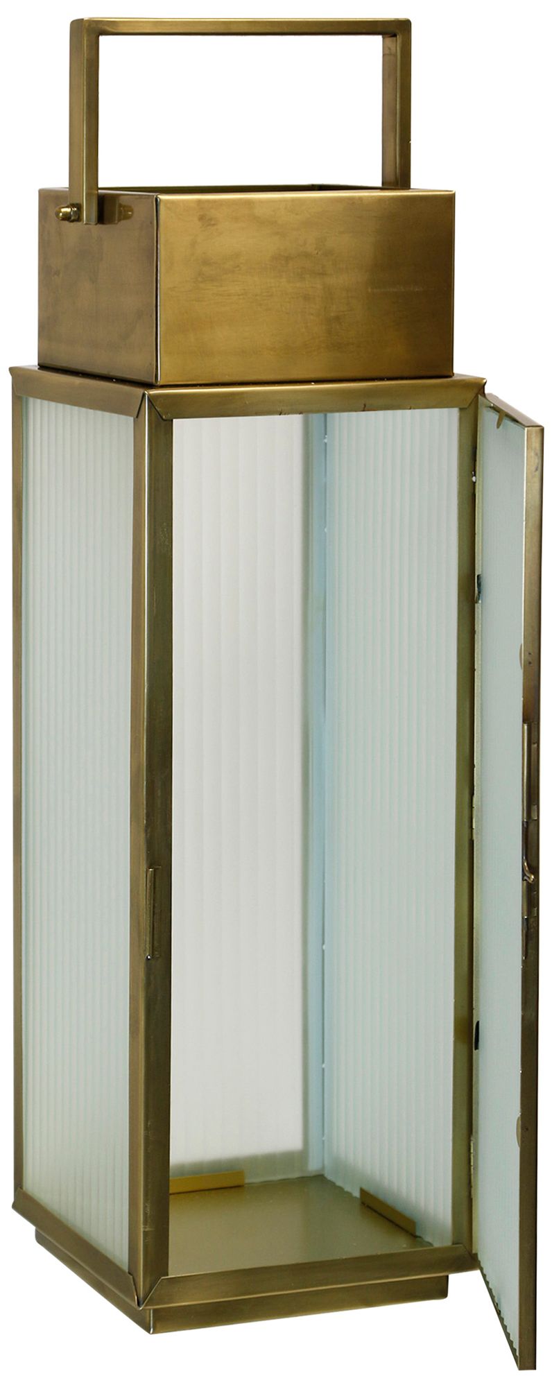 Image 2 Belvedere Paneled Lantern - Antique Brass - 7"W x 7"D x 25"H more views