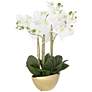 Belvois White Orchid 22" High Faux Flowers in Ceramic Pot