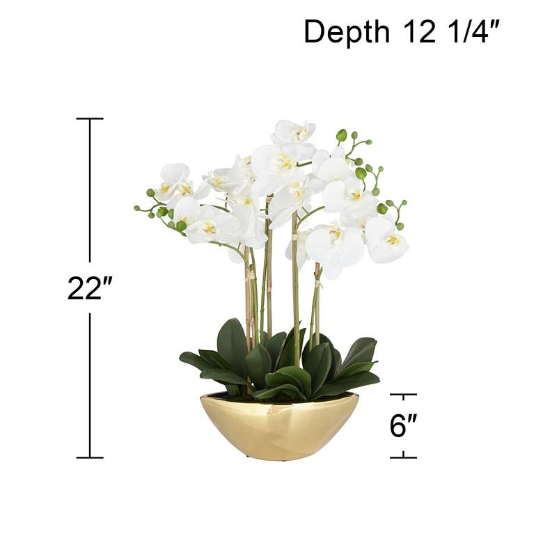 Image 6 Belvois White Orchid 22" High Faux Flowers in Ceramic Pot more views