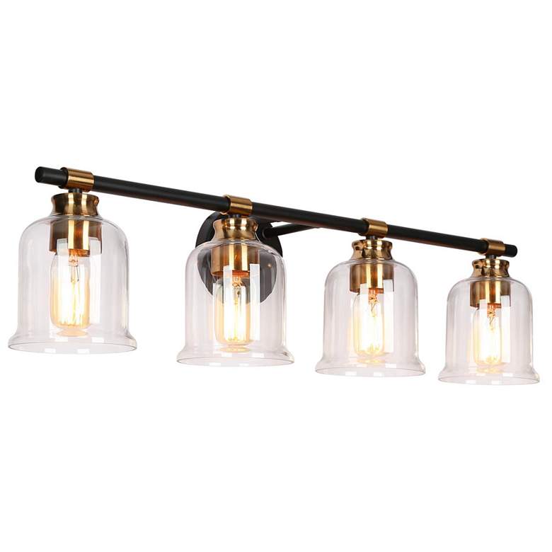Image 1 Bely 4-Light 28.7 inch Wide Black and Gold Bath Light