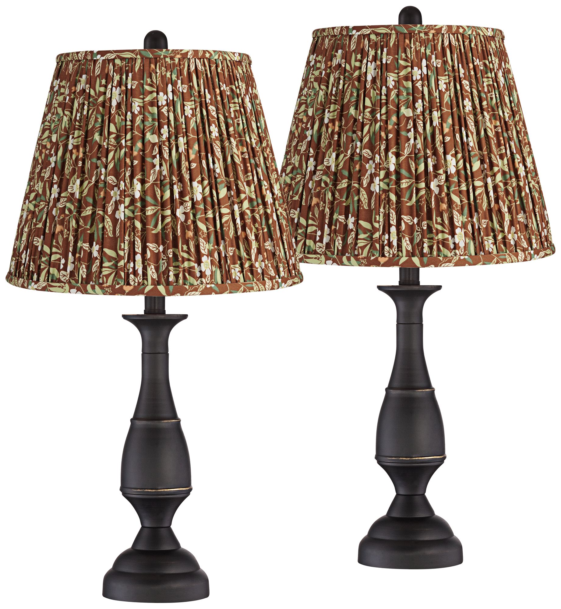 Image Ben 25" High Dark Bronze Table Lamps Set of 2 with Brown Floral Shades