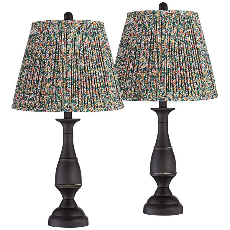 Image 1 Ben 25" High Dark Bronze Table Lamps Set of 2 with Misha Green Shades