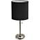 Ben Brushed Steel 19 1/2" Black Shade Accent Lamp with Power Outlet