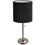 2_Ben Brushed Steel 19 1/2" Black Shade Accent Lamp with Power Outlet