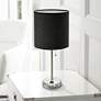 1_Ben Brushed Steel 19 1/2" Black Shade Accent Lamp with Power Outlet