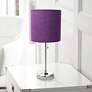 Thumbnail1 of Ben Brushed Steel 19 1/2" Purple Shade Accent Lamp with Power Outlet