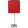 Ben Brushed Steel 19 1/2" Red Shade Accent Lamp with Power Outlet