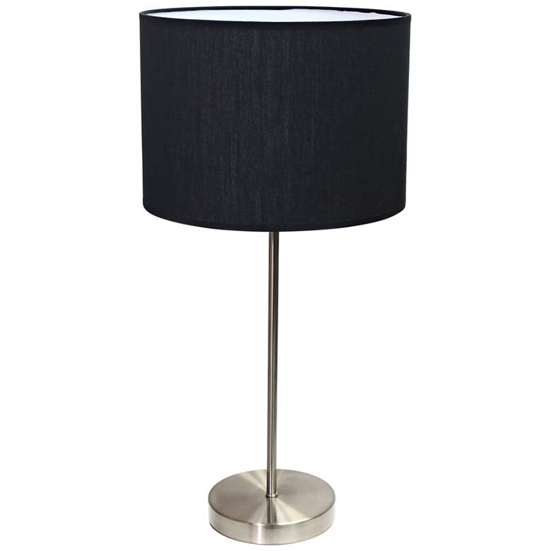 Image 1 Ben Brushed Steel Accent Table Lamp with Black Shade