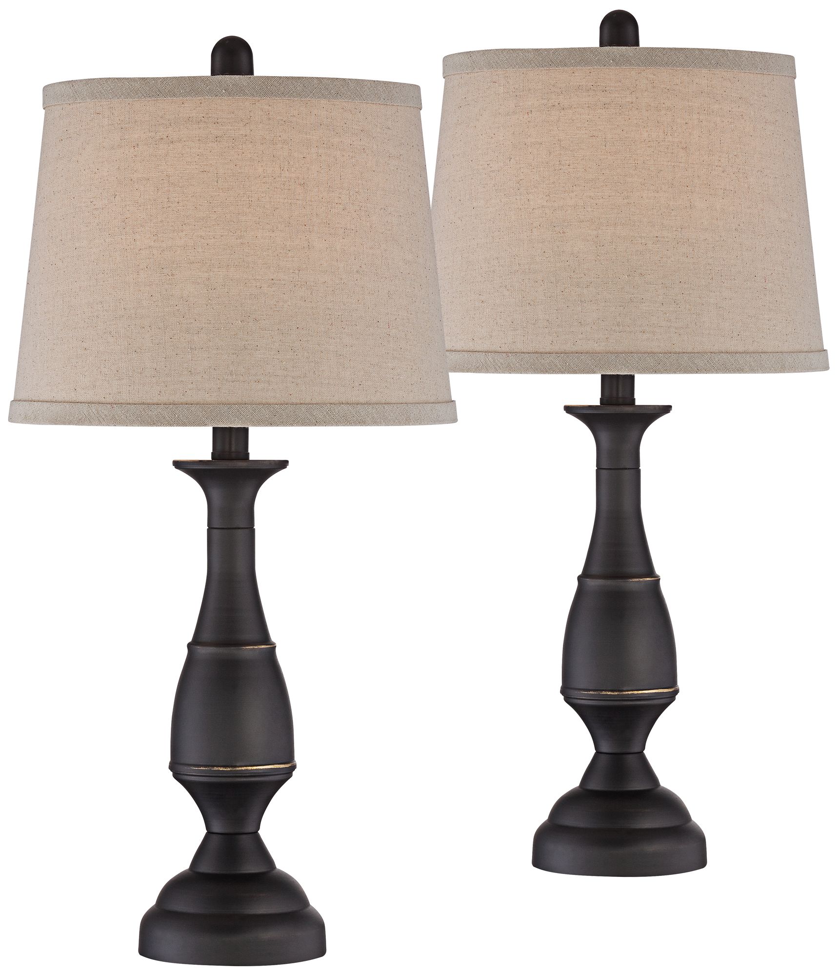 Ben Dark Bronze Metal Table Lamp Set of 2 8J913 Lamps Plus
