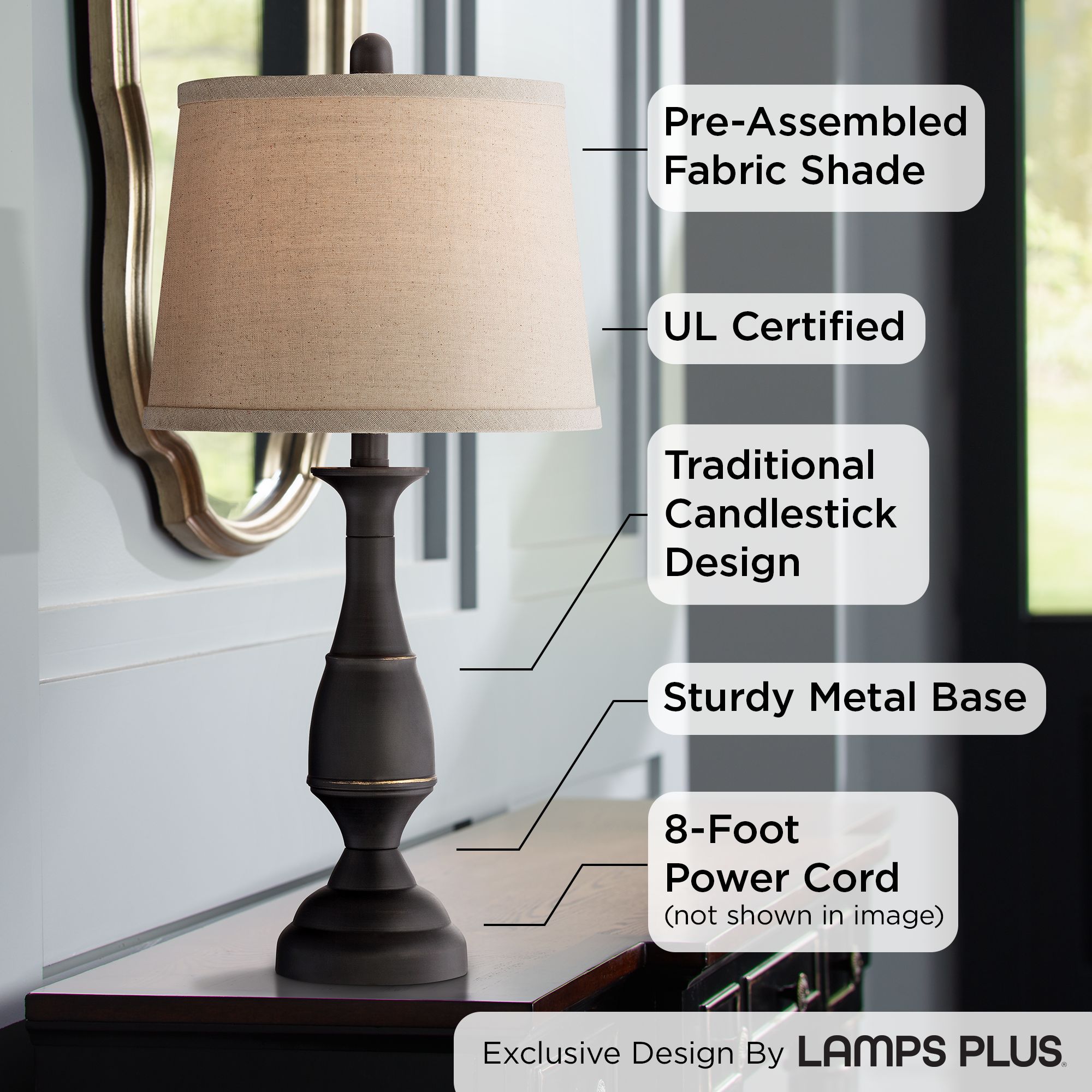 Ben Dark Bronze Metal Table Lamp Set of 2 8J913 Lamps Plus