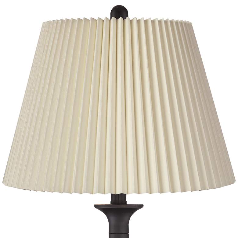 Image 2 Ben Dark Bronze Metal Table Lamps with Ivory Linen Pleated Shades Set of 2 more views