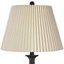 Ben Dark Bronze Metal Table Lamps with Ivory Linen Pleated Shades Set of 2