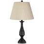Ben Dark Bronze Metal Table Lamps with Ivory Linen Pleated Shades Set of 2