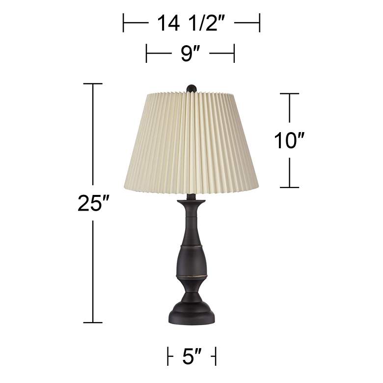 Image 5 Ben Dark Bronze Metal Table Lamps with Ivory Linen Pleated Shades Set of 2 more views