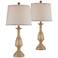 Ben Wood Finish Traditional Table Lamps Set of 2
