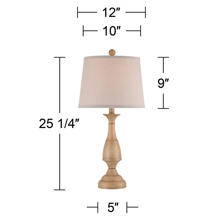 Ben Wood Finish Traditional Table Lamps Set of 2 more views