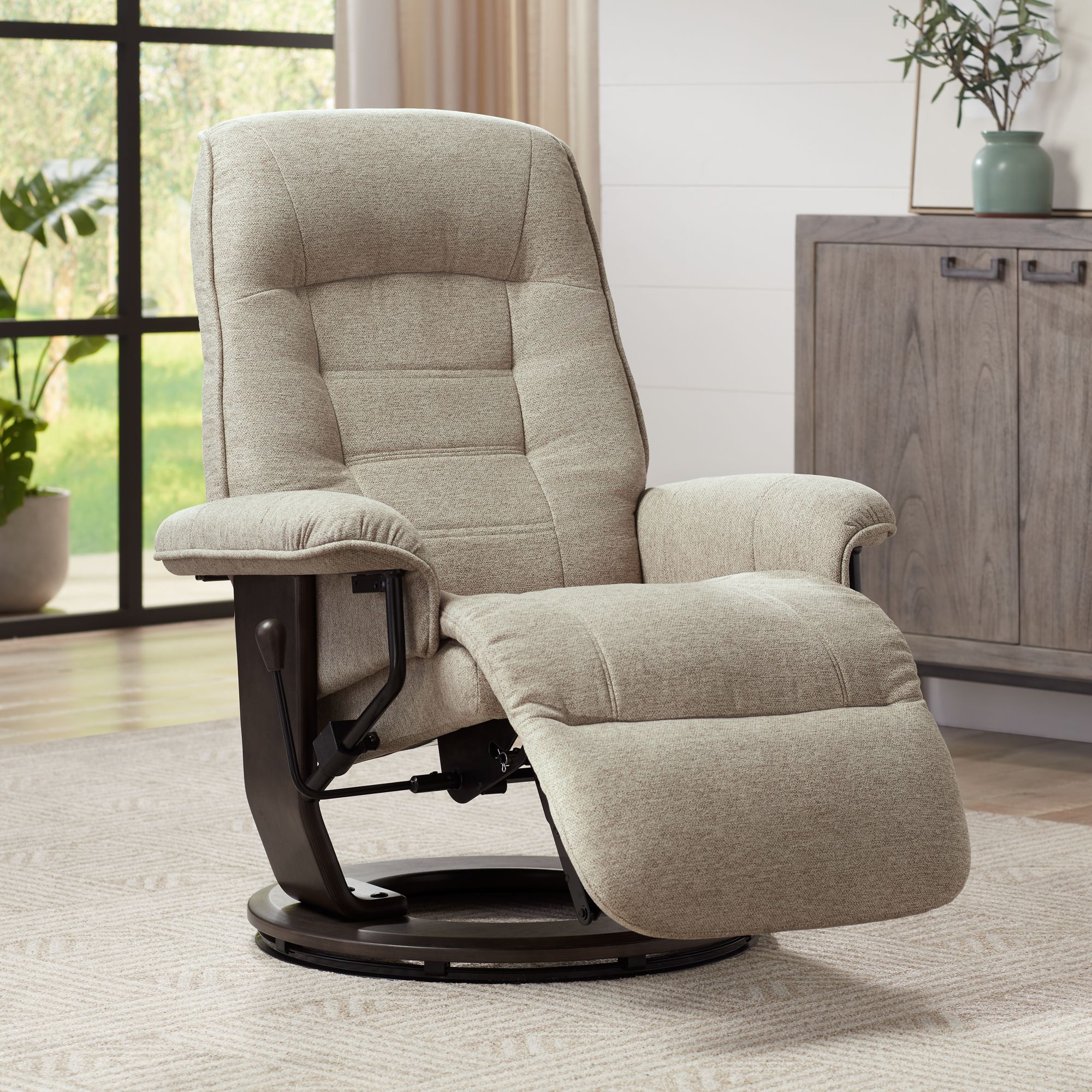 BenchMaster Annika Chestnut Fabric Adjustable Swivel Recliner