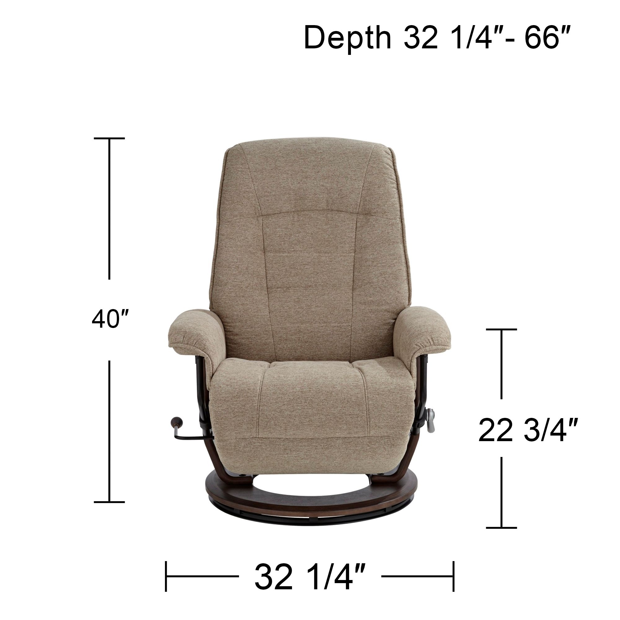 BenchMaster Annika Chestnut Fabric Adjustable Swivel Recliner