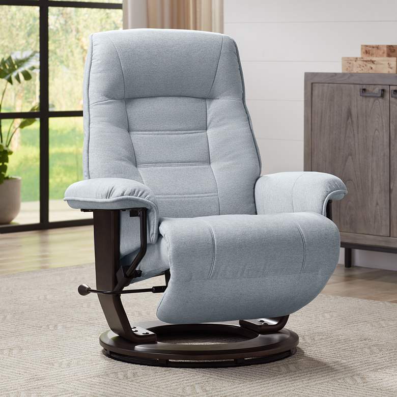 Image 1 BenchMaster Annika Sky Blue Fabric Adjustable Swivel Recliner