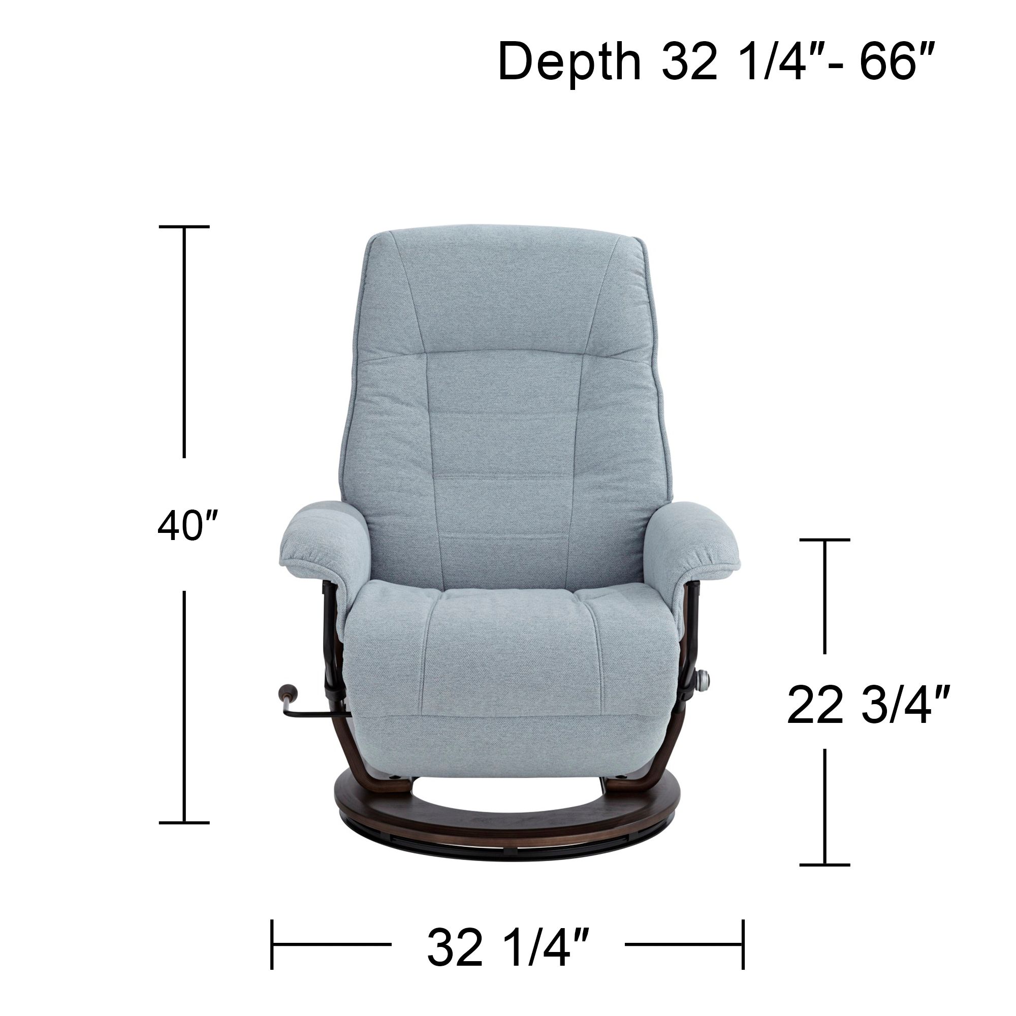 BenchMaster Annika Sky Blue Fabric Adjustable Swivel Recliner